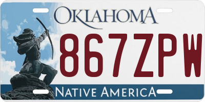 OK license plate 867ZPW