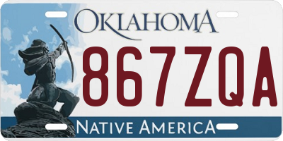 OK license plate 867ZQA