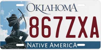 OK license plate 867ZXA