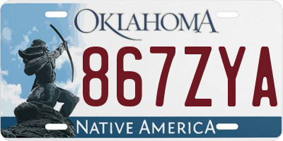 OK license plate 867ZYA