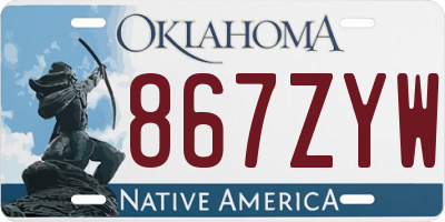 OK license plate 867ZYW