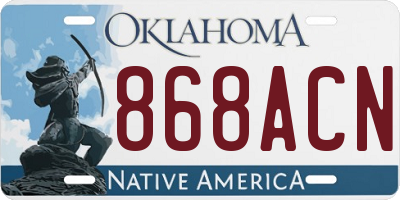 OK license plate 868ACN
