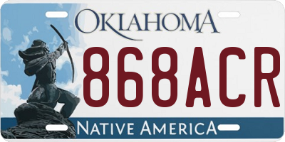 OK license plate 868ACR