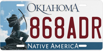 OK license plate 868ADR