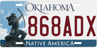 OK license plate 868ADX