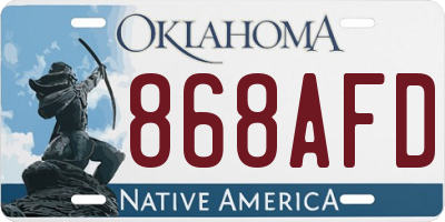 OK license plate 868AFD