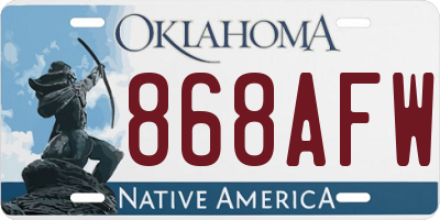 OK license plate 868AFW