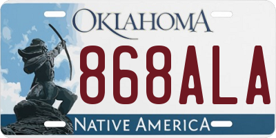 OK license plate 868ALA