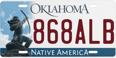OK license plate 868ALB