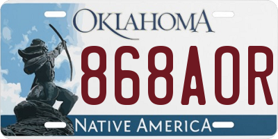 OK license plate 868AOR