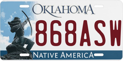 OK license plate 868ASW