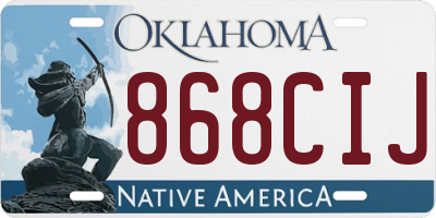 OK license plate 868CIJ