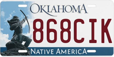 OK license plate 868CIK