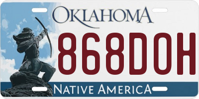 OK license plate 868DOH