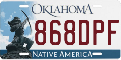 OK license plate 868DPF
