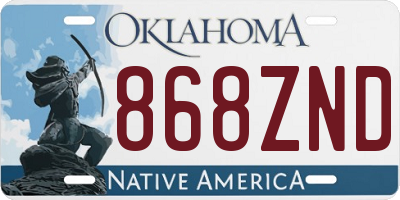 OK license plate 868ZND