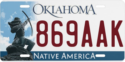 OK license plate 869AAK