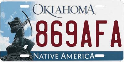 OK license plate 869AFA
