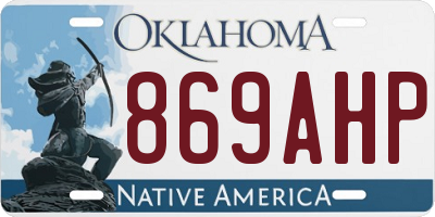 OK license plate 869AHP