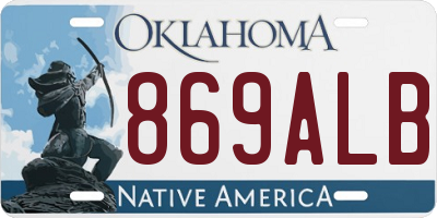 OK license plate 869ALB