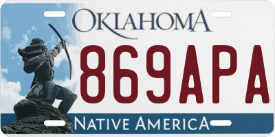 OK license plate 869APA