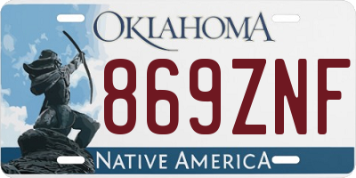 OK license plate 869ZNF