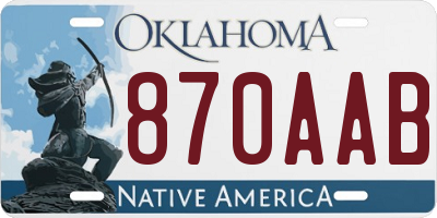 OK license plate 870AAB