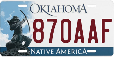 OK license plate 870AAF