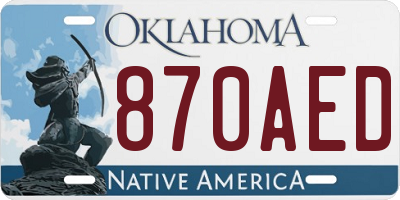 OK license plate 870AED
