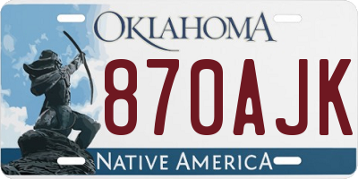 OK license plate 870AJK