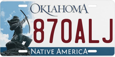 OK license plate 870ALJ