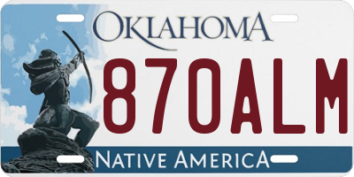 OK license plate 870ALM