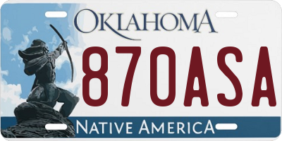 OK license plate 870ASA