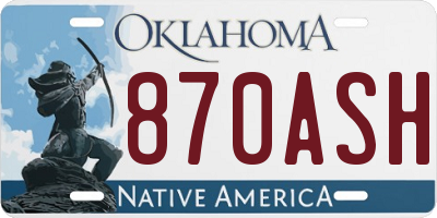 OK license plate 870ASH