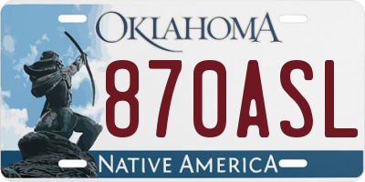 OK license plate 870ASL
