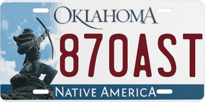 OK license plate 870AST
