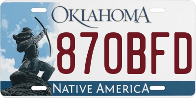 OK license plate 870BFD