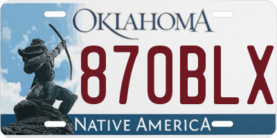 OK license plate 870BLX