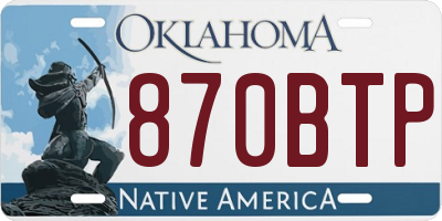 OK license plate 870BTP