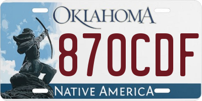 OK license plate 870CDF