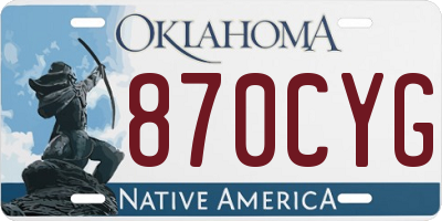 OK license plate 870CYG