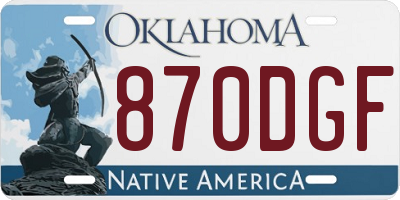 OK license plate 870DGF