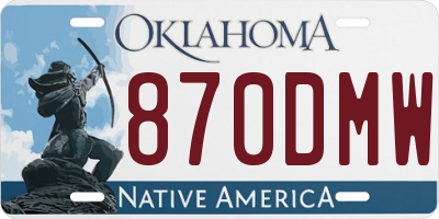 OK license plate 870DMW