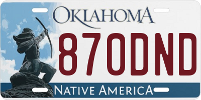 OK license plate 870DND