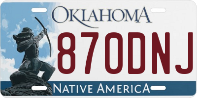 OK license plate 870DNJ
