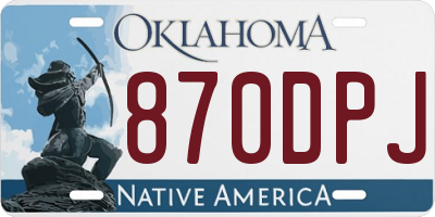 OK license plate 870DPJ