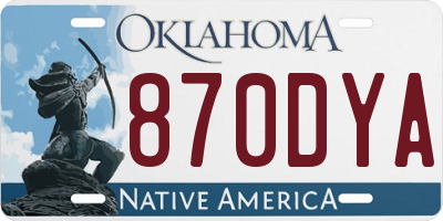 OK license plate 870DYA