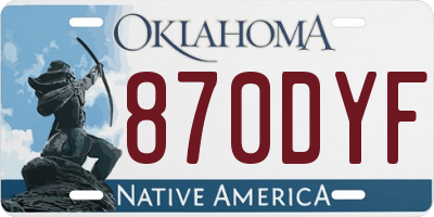 OK license plate 870DYF