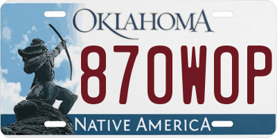OK license plate 870WOP