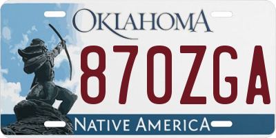OK license plate 870ZGA